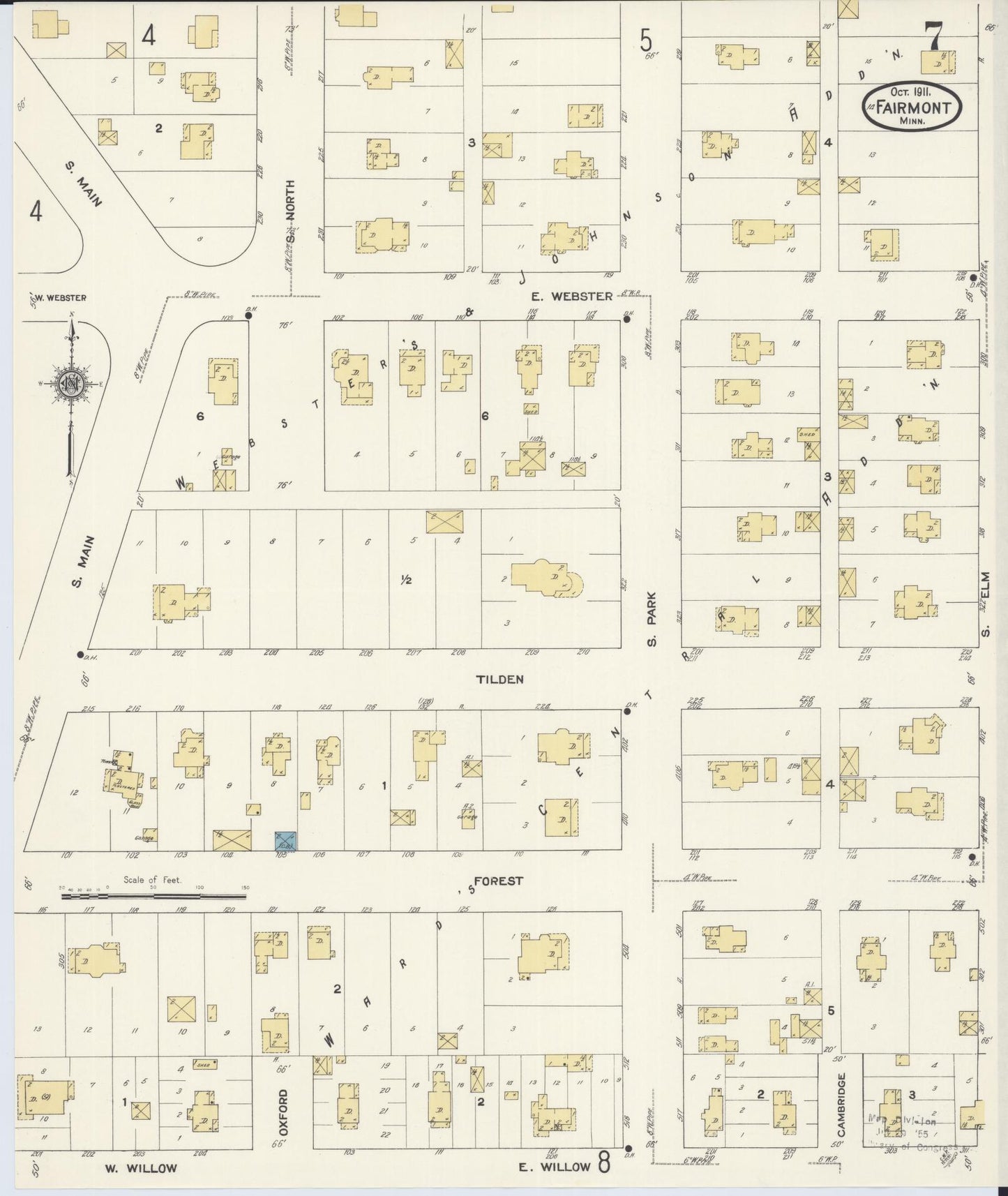 Sanborn Fire Insurance Map from Fairmont, Martin County, Minnesota (1911), Sheet #0007 - Complete Map Set gallery image, historic Sanborn map, vintage wall art, Minnesota Minnesota