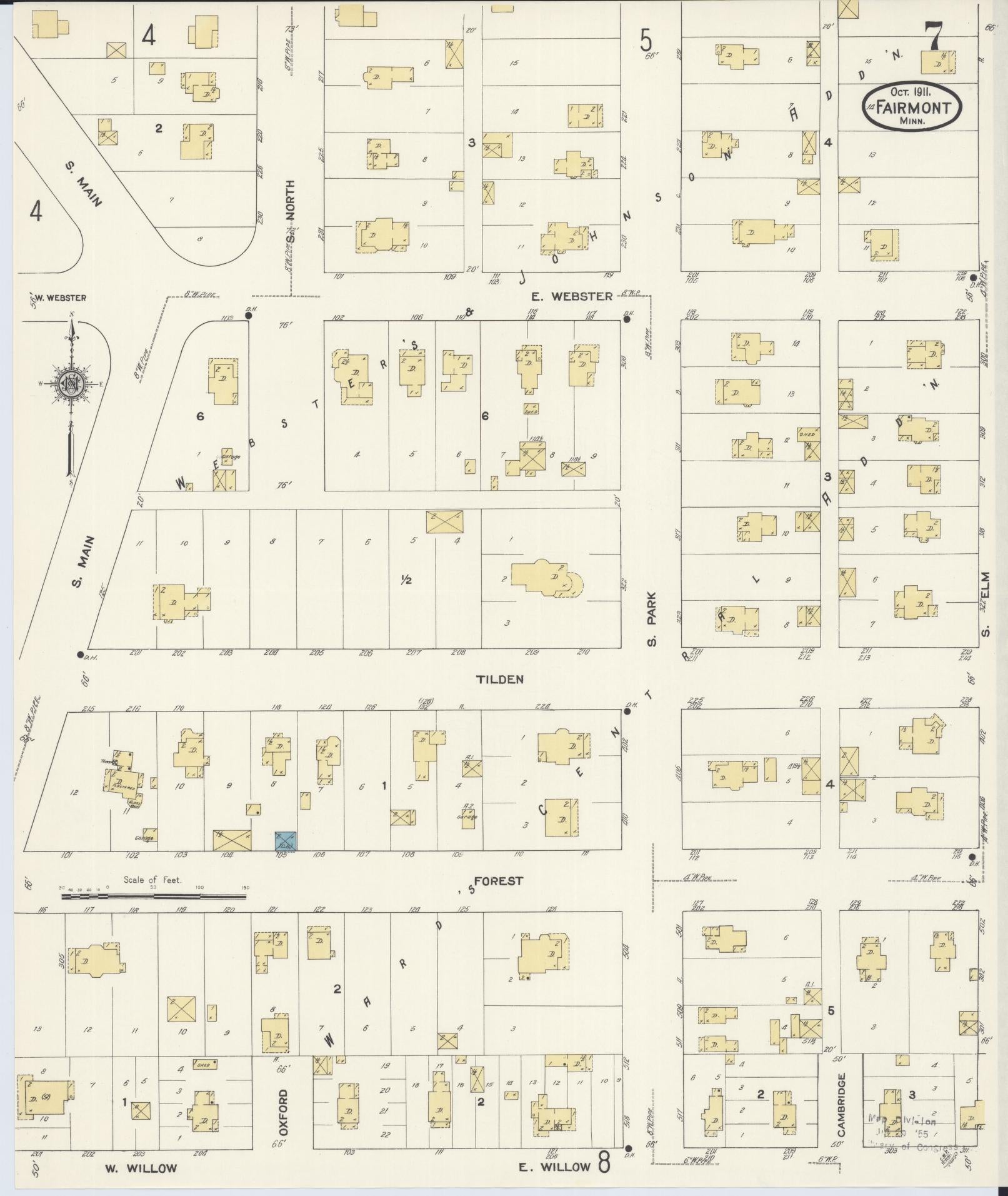 Sanborn Fire Insurance Map from Fairmont, Martin County, Minnesota (1911), Sheet #0007 - Complete Map Set gallery image, historic Sanborn map, vintage wall art, Minnesota Minnesota