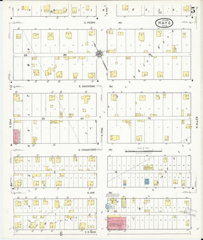 Sanborn Fire Insurance Map from Hays, Ellis County, Kansas (1918), Sheet #0005 - Complete Map Set gallery image, historic Sanborn map, vintage wall art, Kansas Kansas