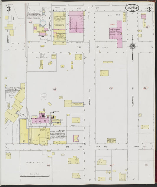 Sanborn Fire Insurance Map from Luverne, Crenshaw County, Alabama (1927), Sheet #0003 - Historic Sanborn Fire Insurance Map Print, vintage old map wall art, antique decor, genealogy gift, Alabama Alabama map