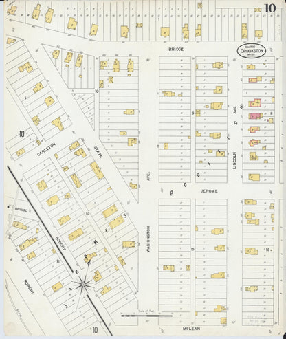 Sanborn Fire Insurance Map from Crookston, Polk County, Minnesota (1900), Sheet #0010 - Historic Sanborn Fire Insurance Map Print, vintage old map wall art, antique decor, genealogy gift, Minnesota Minnesota map