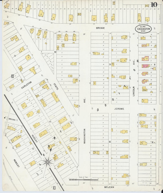 Sanborn Fire Insurance Map from Crookston, Polk County, Minnesota (1900), Sheet #0010 - Historic Sanborn Fire Insurance Map Print, vintage old map wall art, antique decor, genealogy gift, Minnesota Minnesota map