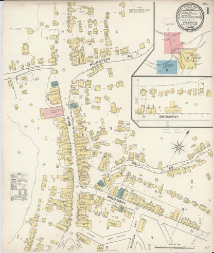 Sanborn Fire Insurance Map from Granite, Deer Lodge County, Montana (1892), Sheet #0001 - Complete Map Set gallery image, historic Sanborn map, vintage wall art, Montana Montana