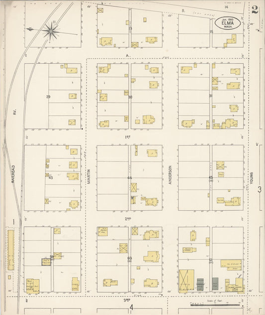 Sanborn Fire Insurance Map from Elma, Grays Harbor County, Washington (1910), Sheet #0002 - Historic Sanborn Fire Insurance Map Print, vintage old map wall art, antique decor, genealogy gift, Washington Washington map