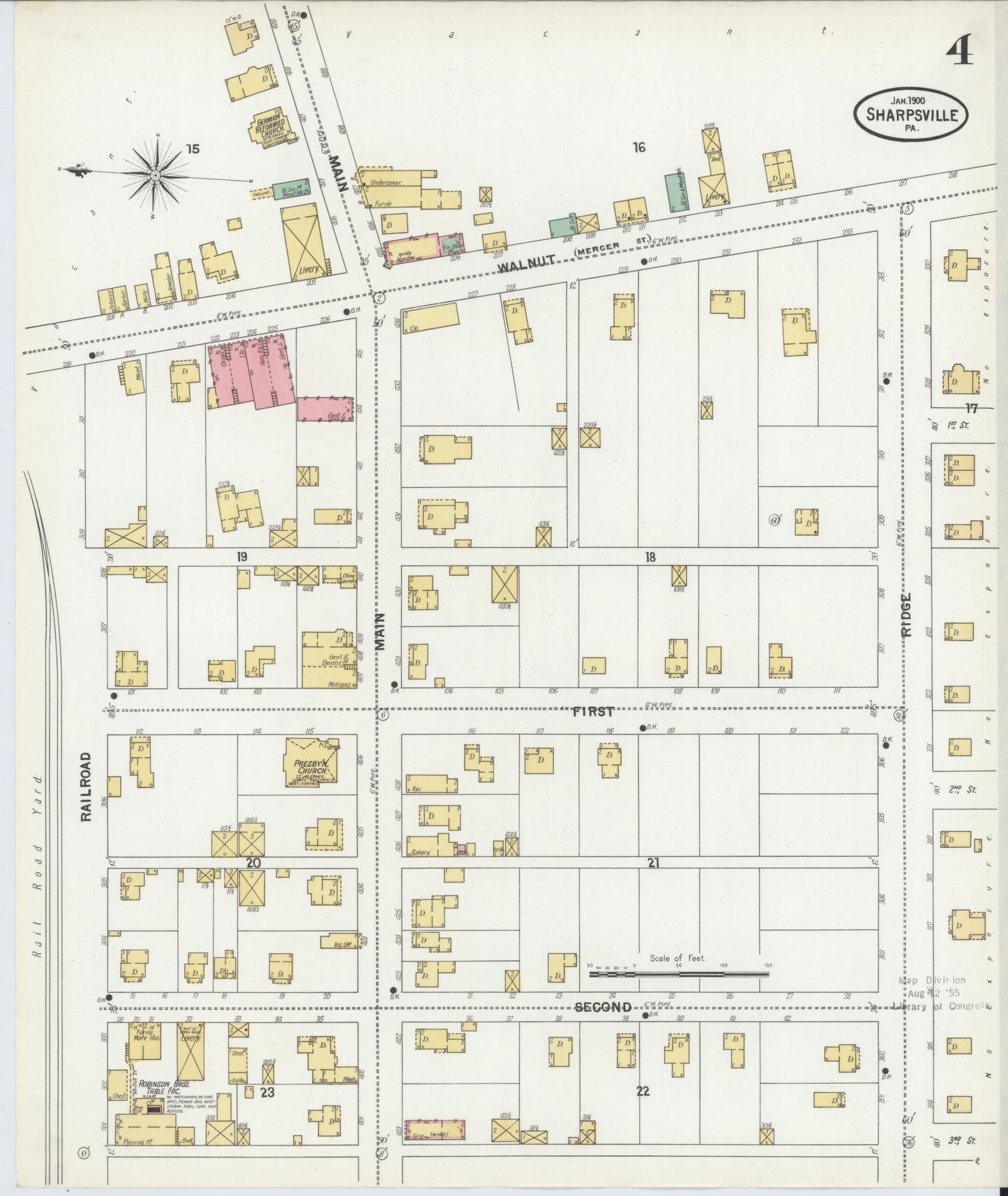 Sanborn Fire Insurance Map from Sharpsville, Mercer County, Pennsylvania (1900), Sheet #0004 - Complete Map Set gallery image, historic Sanborn map, vintage wall art, Pennsylvania Pennsylvania