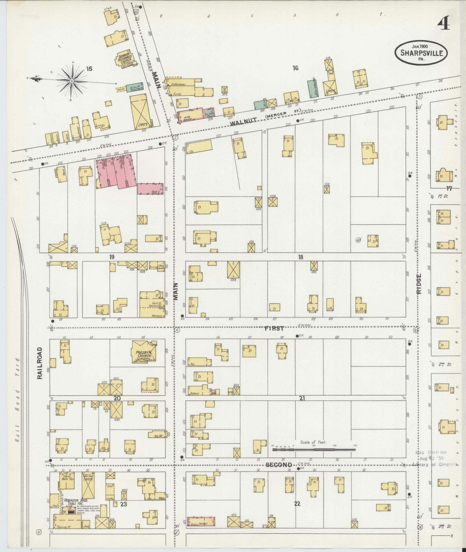 Sanborn Fire Insurance Map from Sharpsville, Mercer County, Pennsylvania (1900), Sheet #0004 - Complete Map Set gallery image, historic Sanborn map, vintage wall art, Pennsylvania Pennsylvania