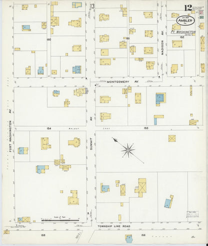 Sanborn Fire Insurance Map from Ambler, Montgomery County, Pennsylvania (1909), Sheet #0012 - Complete Map Set gallery image, historic Sanborn map, vintage wall art, Pennsylvania Pennsylvania