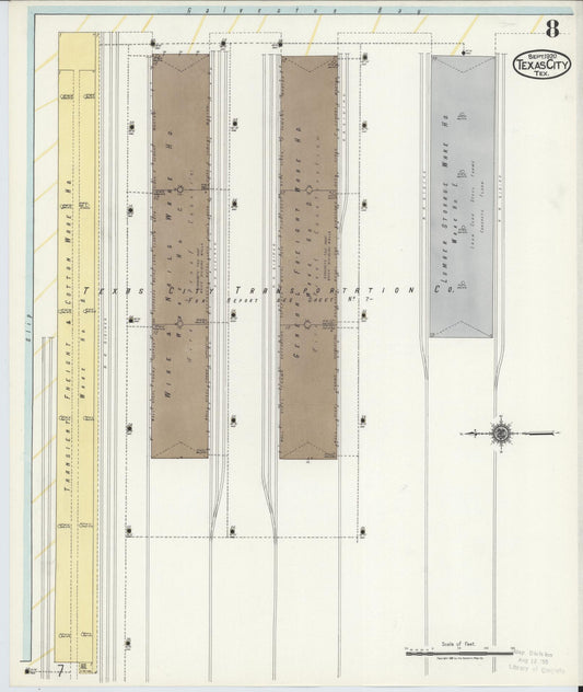 Sanborn Fire Insurance Map from Texas City, Galveston County, Texas (1920), Sheet #0008 - Historic Sanborn Fire Insurance Map Print, vintage old map wall art, antique decor, genealogy gift, Texas Texas map