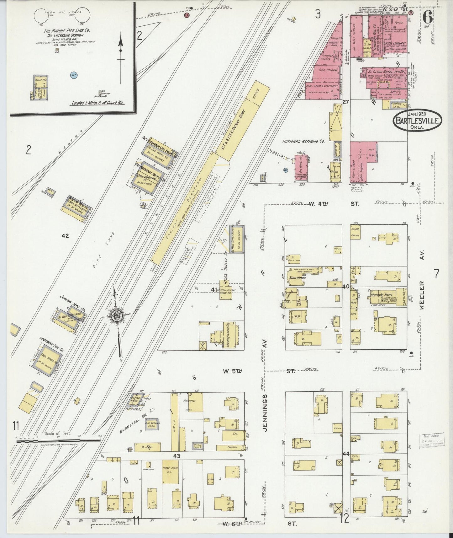 Sanborn Fire Insurance Map from Bartlesville, Washington County, Oklahoma (1920), Sheet #0006 - Complete Map Set gallery image, historic Sanborn map, vintage wall art, Oklahoma Oklahoma