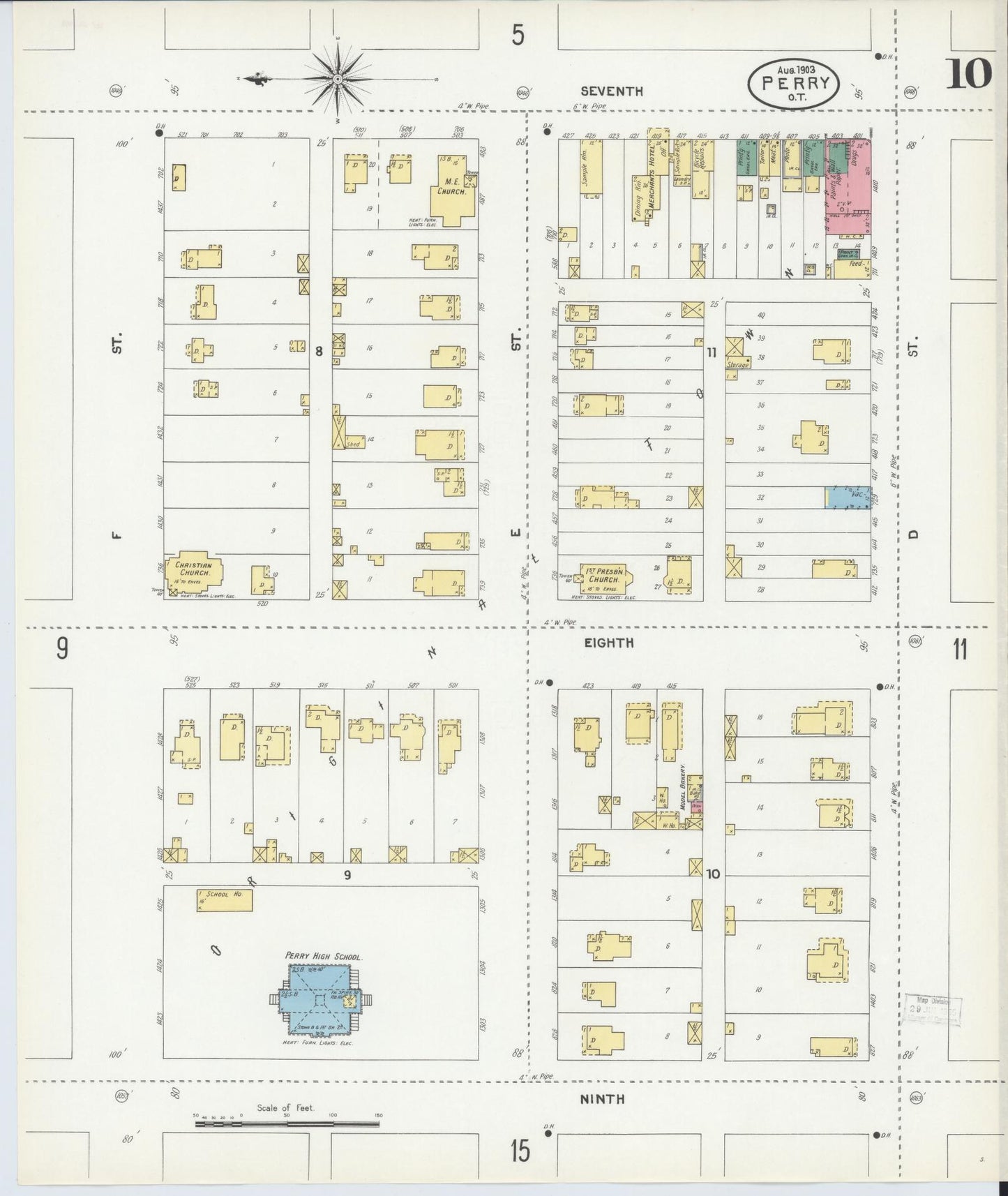 Sanborn Fire Insurance Map from Perry, Noble County, Oklahoma (1903), Sheet #0010 - Complete Map Set gallery image, historic Sanborn map, vintage wall art, Oklahoma Oklahoma