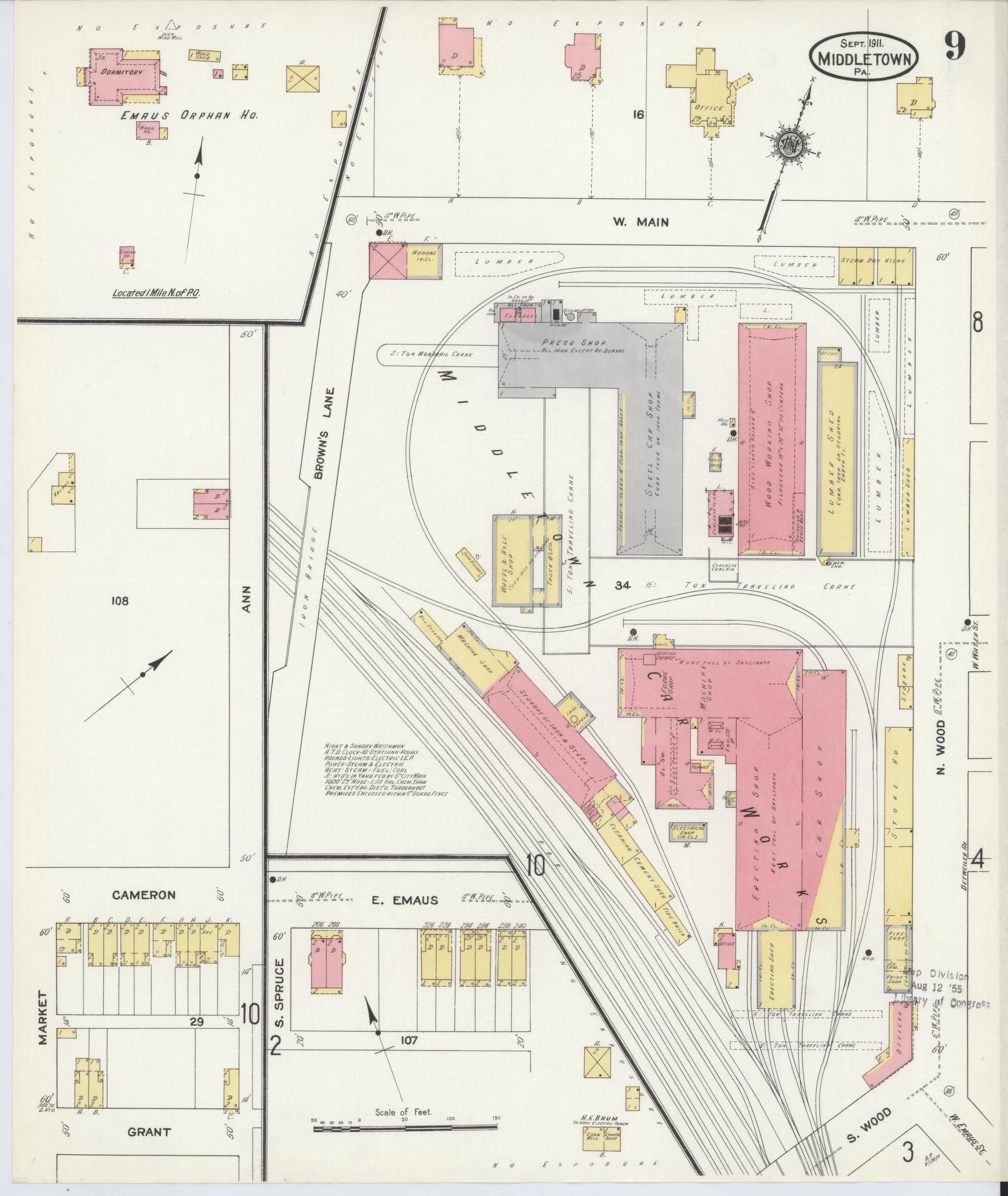 Sanborn Fire Insurance Map from Middletown, Dauphin County, Pennsylvania (1911), Sheet #0009 - Complete Map Set gallery image, historic Sanborn map, vintage wall art, Pennsylvania Pennsylvania