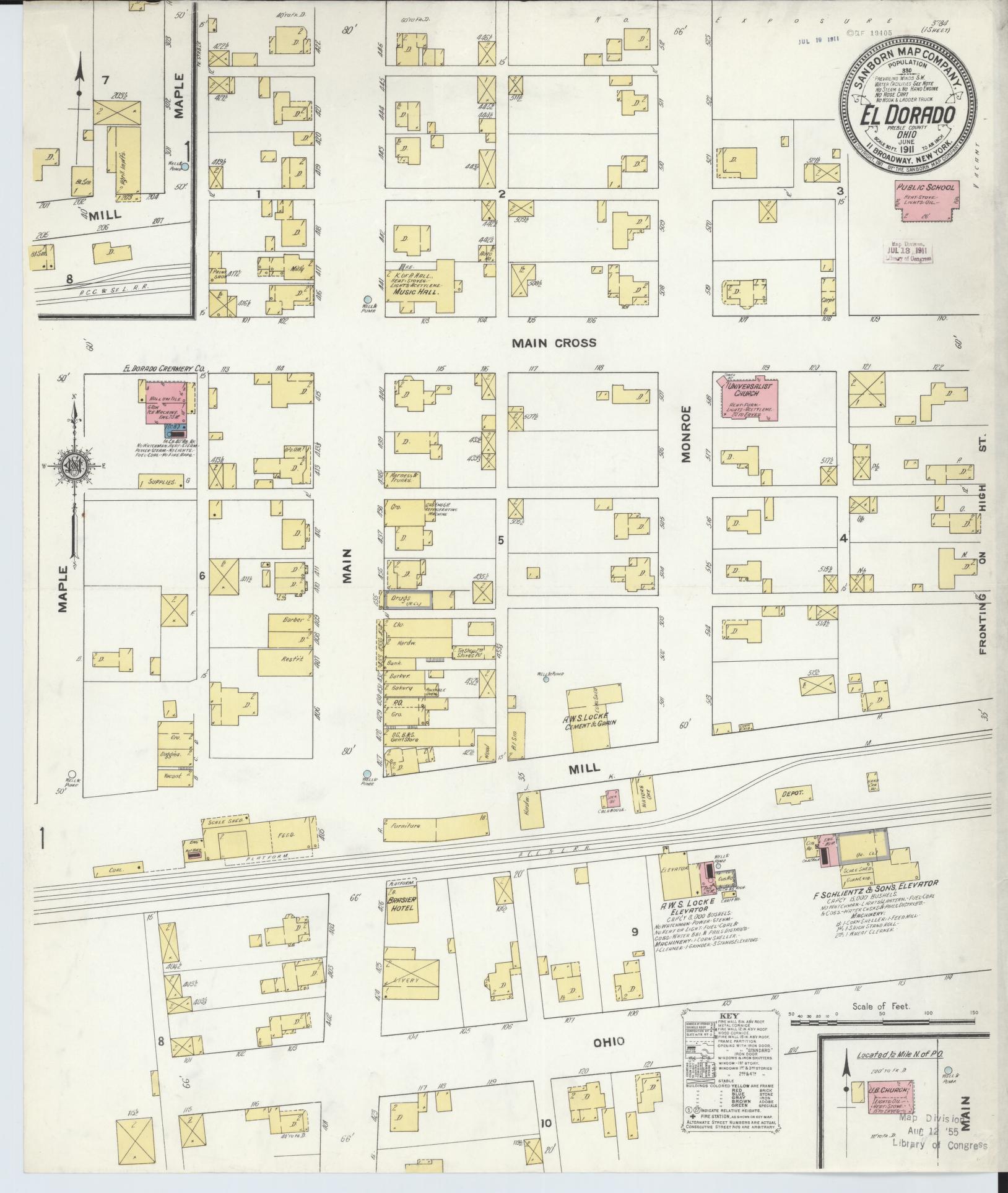 Sanborn Fire Insurance Map from El Dorado, Preble County, Ohio (1911), Sheet #0001 - Historic Sanborn Fire Insurance Map Print, vintage old map wall art, antique decor, genealogy gift, Ohio Ohio map