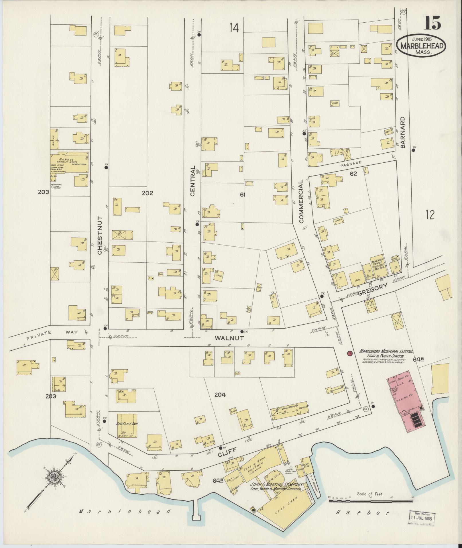 Sanborn Fire Insurance Map from Marblehead, Essex County, Massachusetts (1915), Sheet #0015 - Historic Sanborn Fire Insurance Map Print, vintage old map wall art, antique decor, genealogy gift, Massachusetts Massachusetts map