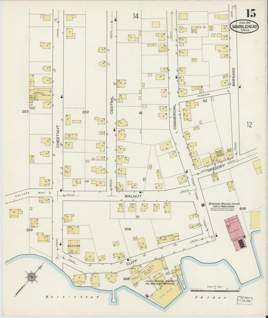Sanborn Fire Insurance Map from Marblehead, Essex County, Massachusetts (1915), Sheet #0015 - Historic Sanborn Fire Insurance Map Print, vintage old map wall art, antique decor, genealogy gift, Massachusetts Massachusetts map