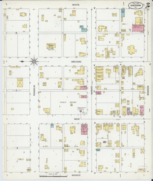 Sanborn Fire Insurance Map from Mackinaw, Tazewell County, Illinois (1902), Sheet #0002 - Historic Sanborn Fire Insurance Map Print, vintage old map wall art, antique decor, genealogy gift, Illinois Illinois map
