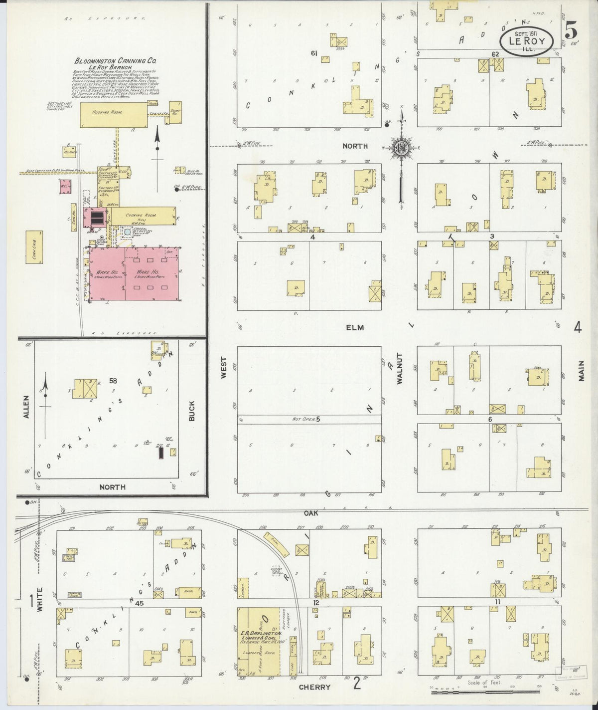 Sanborn Fire Insurance Map from Leroy, McLean County, Illinois (1911), Sheet #0005 - Complete Map Set gallery image, historic Sanborn map, vintage wall art, Illinois Illinois