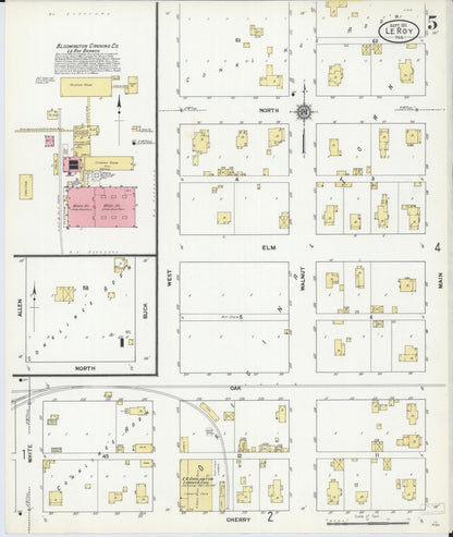 Sanborn Fire Insurance Map from Leroy, McLean County, Illinois (1911), Sheet #0005 - Complete Map Set gallery image, historic Sanborn map, vintage wall art, Illinois Illinois