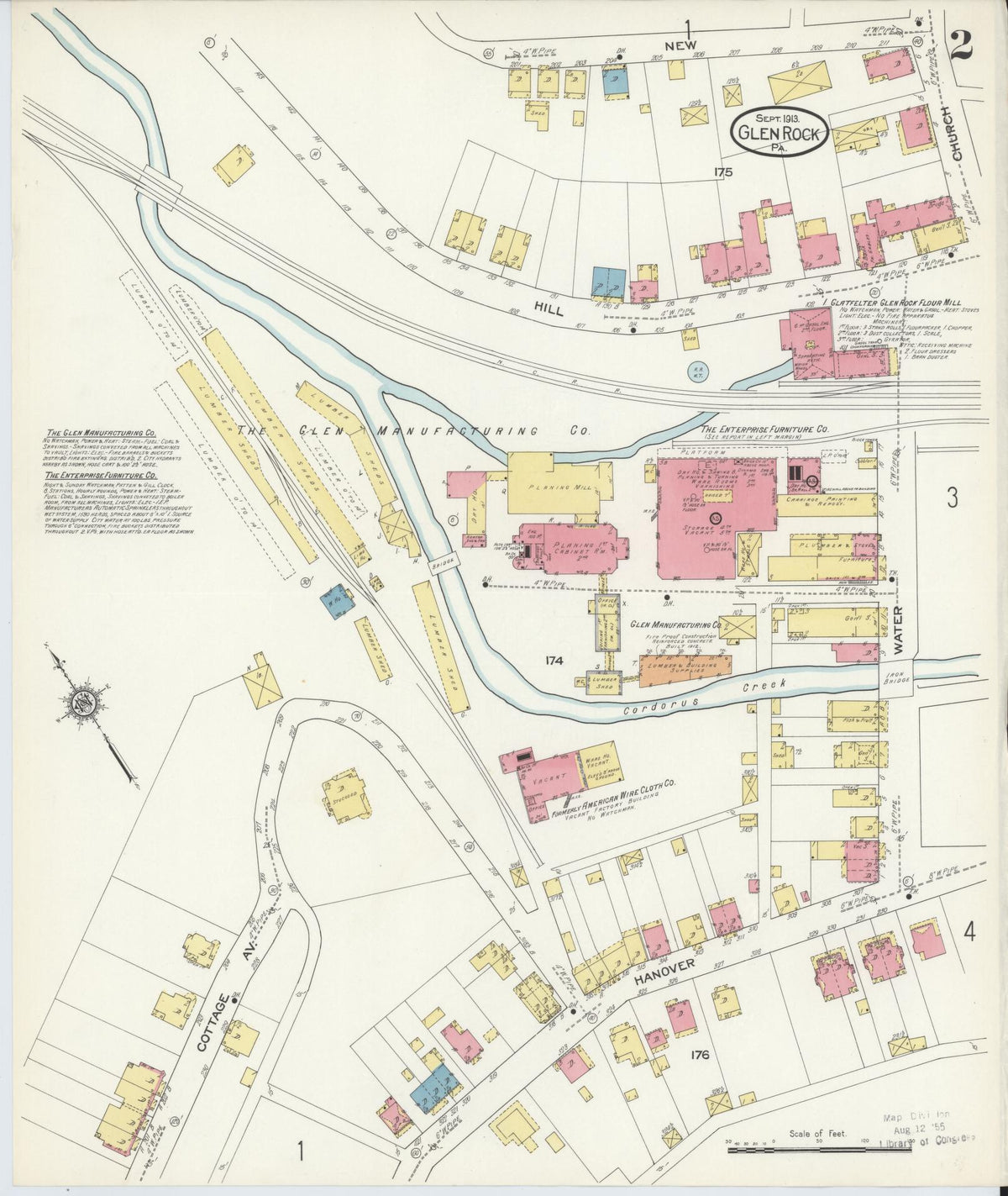 Sanborn Fire Insurance Map from Glen Rock, York County, Pennsylvania (1913), Sheet #0002 - Complete Map Set gallery image, historic Sanborn map, vintage wall art, Pennsylvania Pennsylvania