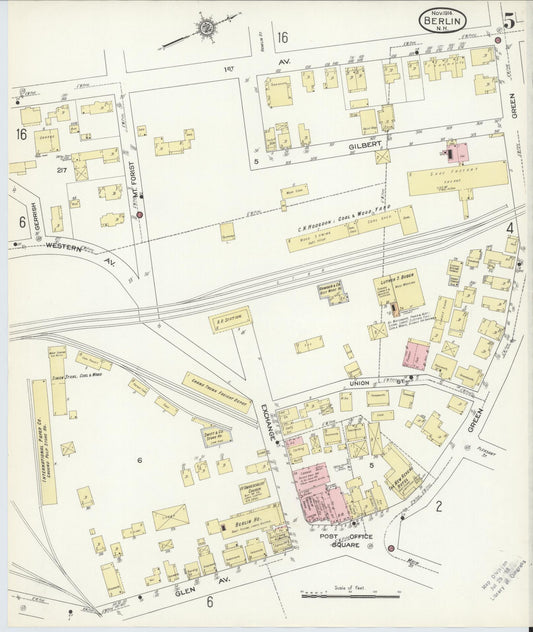 Sanborn Fire Insurance Map from Berlin, Coos County, New Hampshire (1914), Sheet #0005 - Historic Sanborn Fire Insurance Map Print, vintage old map wall art, antique decor, genealogy gift, New Hampshire New Hampshire map