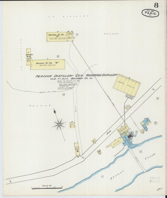 Sanborn Fire Insurance Map from Paris, Bourbon County, Kentucky (1890), Sheet #0008 - Historic Sanborn Fire Insurance Map Print, vintage old map wall art, antique decor, genealogy gift, Kentucky Kentucky map