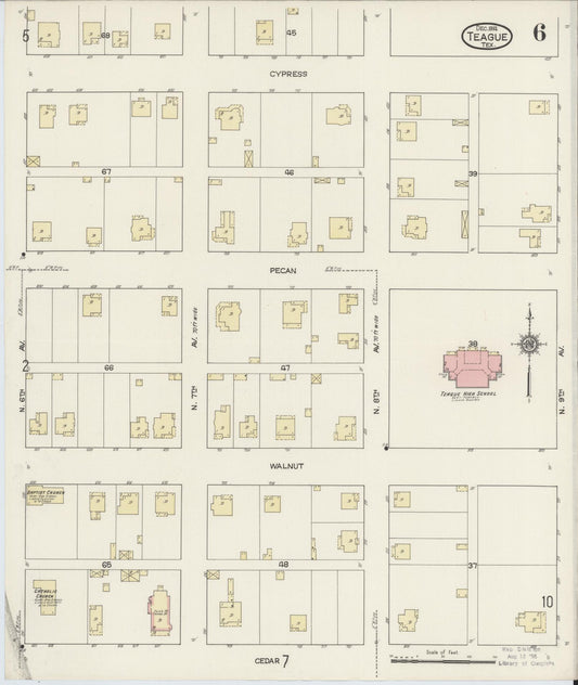 Sanborn Fire Insurance Map from Teague, Freestone County, Texas (1914), Sheet #0006 - Historic Sanborn Fire Insurance Map Print, vintage old map wall art, antique decor, genealogy gift, Texas Texas map