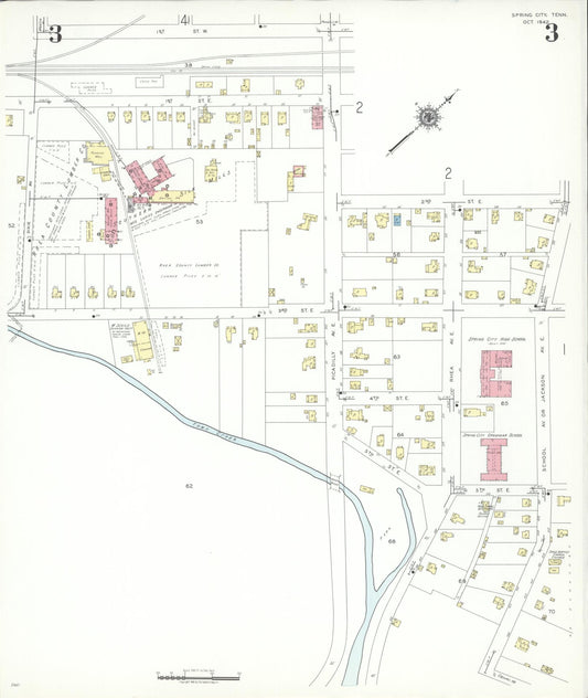 Sanborn Fire Insurance Map from Spring City, Rhea County, Tennessee (1942), Sheet #0003 - Historic Sanborn Fire Insurance Map Print, vintage old map wall art, antique decor, genealogy gift, Tennessee Tennessee map