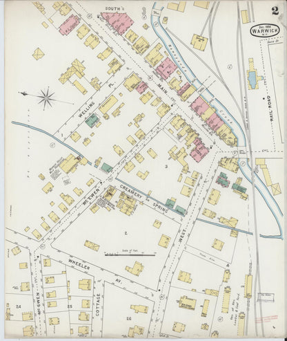 Sanborn Fire Insurance Map from Warwick, Orange County, New York (1894), Sheet #0002 - Complete Map Set gallery image, historic Sanborn map, vintage wall art, New York New York