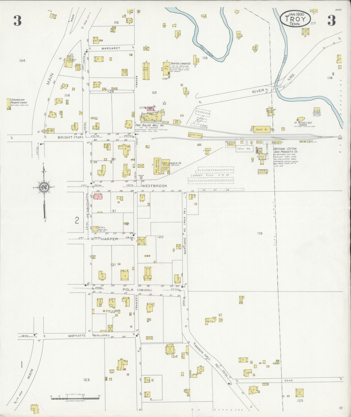 Sanborn Fire Insurance Map from Troy, Obion County, Tennessee (1930), Sheet #0003 - Historic Sanborn Fire Insurance Map Print, vintage old map wall art, antique decor, genealogy gift, Tennessee Tennessee map
