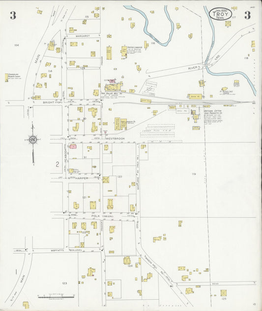 Sanborn Fire Insurance Map from Troy, Obion County, Tennessee (1930), Sheet #0003 - Historic Sanborn Fire Insurance Map Print, vintage old map wall art, antique decor, genealogy gift, Tennessee Tennessee map