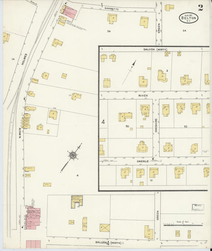Sanborn Fire Insurance Map from Belton, Anderson County, South Carolina (1911), Sheet #0002 - Complete Map Set gallery image, historic Sanborn map, vintage wall art, South Carolina South Carolina