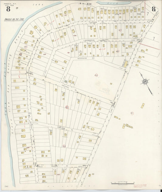 Sanborn Fire Insurance Map from Angola, Erie County, New York (1944), Sheet #0008 - Historic Sanborn Fire Insurance Map Print, vintage old map wall art, antique decor, genealogy gift, New York New York map