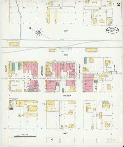 Sanborn Fire Insurance Map from Van Alstyne, Grayson County, Texas (1901), Sheet #0002 - Complete Map Set gallery image, historic Sanborn map, vintage wall art, Texas Texas