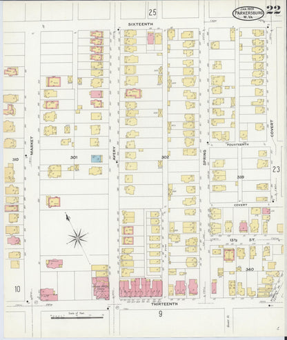 Sanborn Fire Insurance Map from Parkersburg, Wood County, West Virginia (1909), Sheet #0022 - Complete Map Set gallery image, historic Sanborn map, vintage wall art, West Virginia West Virginia