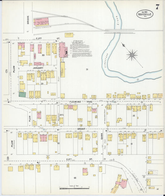 Sanborn Fire Insurance Map from Maysville, Mason County, Kentucky (1901), Sheet #0007 - Historic Sanborn Fire Insurance Map Print, vintage old map wall art, antique decor, genealogy gift, Kentucky Kentucky map