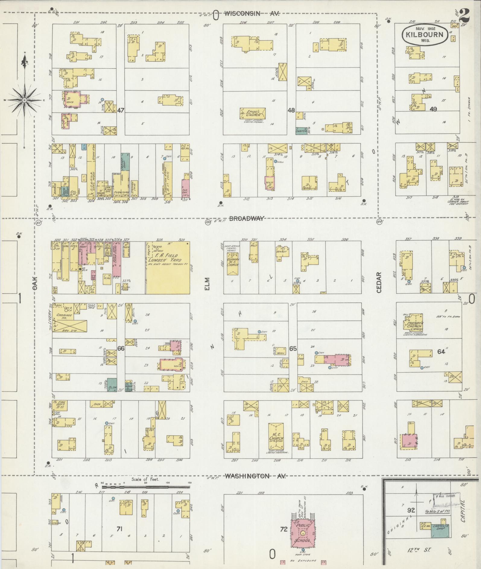 Sanborn Fire Insurance Map from Kilbourn, Columbia County, Wisconsin (1902), Sheet #0002 - Historic Sanborn Fire Insurance Map Print, vintage old map wall art, antique decor, genealogy gift, Wisconsin Wisconsin map