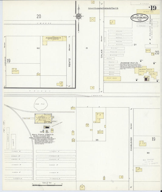 Sanborn Fire Insurance Map from Dyersburg, Dyer County, Tennessee (1914), Sheet #0019 - Historic Sanborn Fire Insurance Map Print, vintage old map wall art, antique decor, genealogy gift, Tennessee Tennessee map