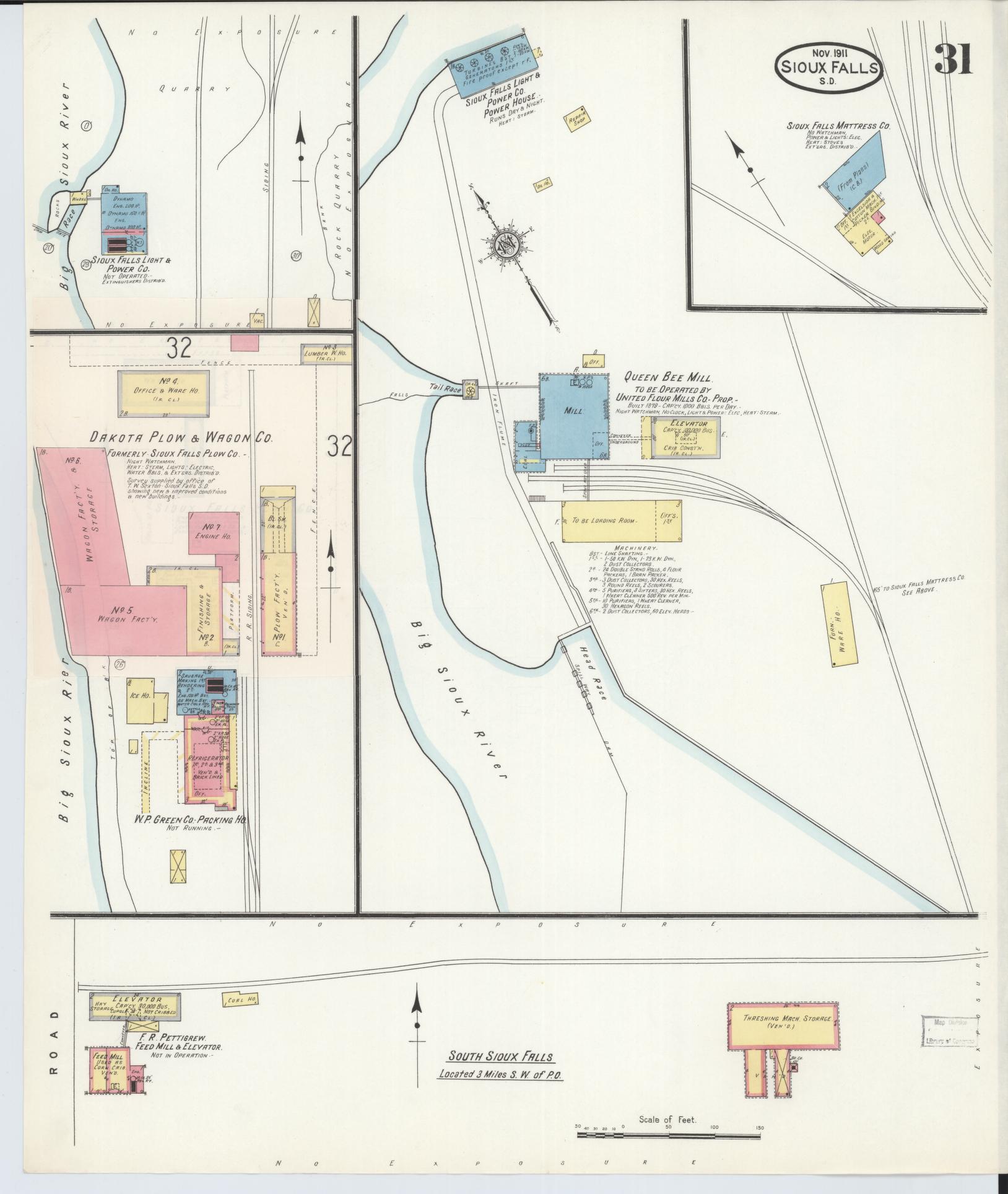 Sanborn Fire Insurance Map from Sioux Falls, Minnehaha County, South Dakota (1911), Sheet #0031 - Historic Sanborn Fire Insurance Map Print, vintage old map wall art, antique decor, genealogy gift, South Dakota South Dakota map