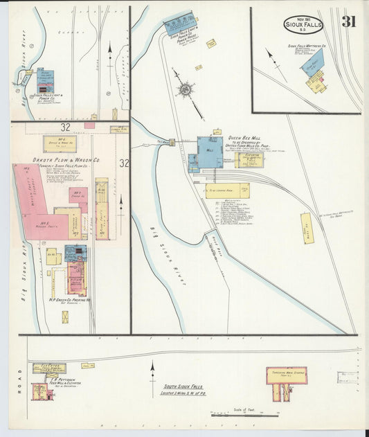 Sanborn Fire Insurance Map from Sioux Falls, Minnehaha County, South Dakota (1911), Sheet #0031 - Historic Sanborn Fire Insurance Map Print, vintage old map wall art, antique decor, genealogy gift, South Dakota South Dakota map
