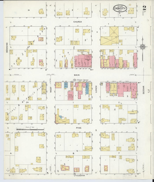 Sanborn Fire Insurance Map from Cass City, Tuscola County, Michigan (1916), Sheet #0002 - Historic Sanborn Fire Insurance Map Print, vintage old map wall art, antique decor, genealogy gift, Michigan Michigan map