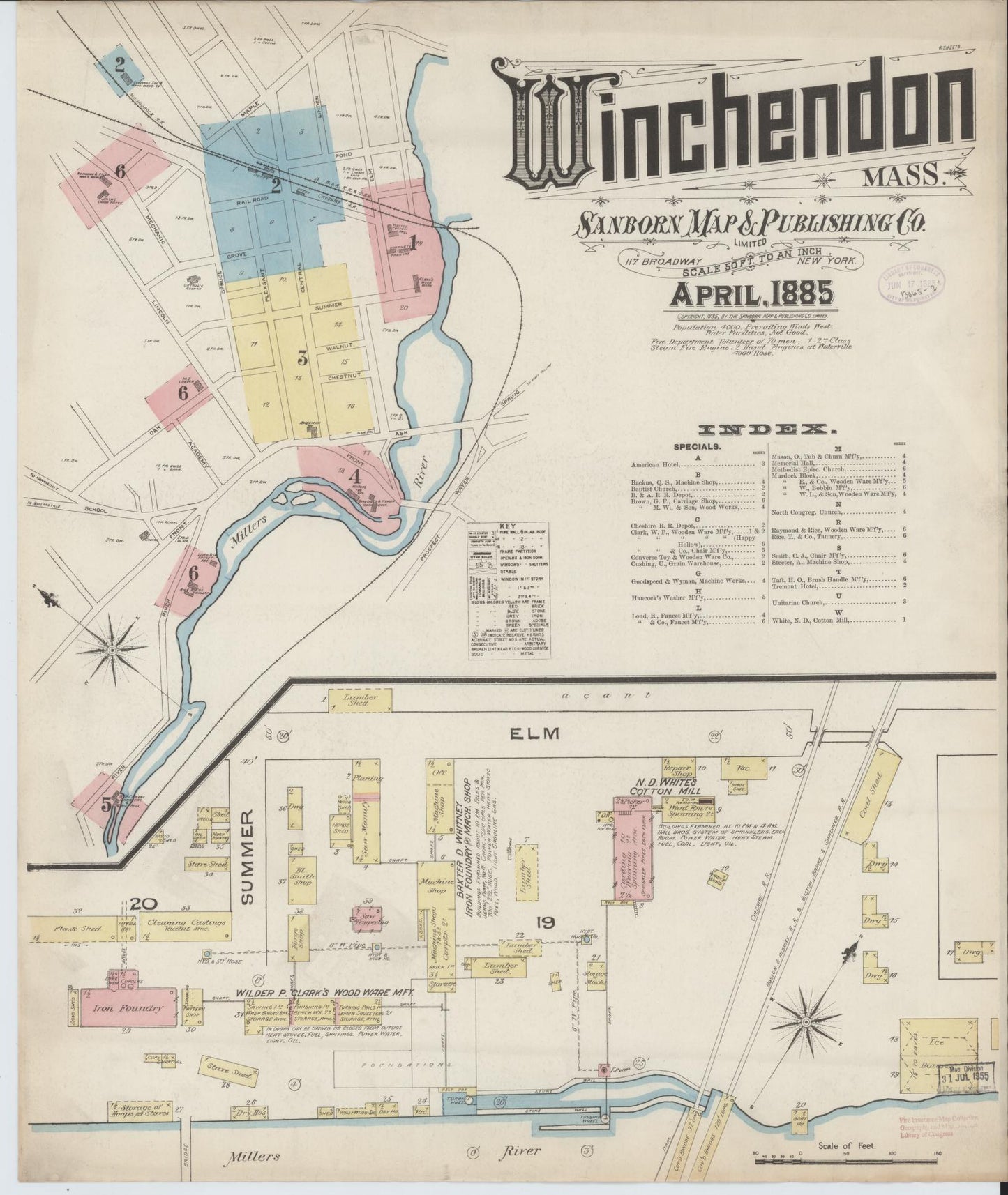 Sanborn Fire Insurance Map from Winchendon, Worcester County, Massachusetts (1885), Sheet #0001 - Complete Map Set gallery image, historic Sanborn map, vintage wall art, Massachusetts Massachusetts