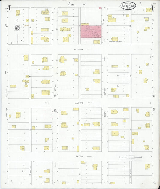 Sanborn Fire Insurance Map from Artesian, Sanborn County, South Dakota (1930), Sheet #0004 - Historic Sanborn Fire Insurance Map Print, vintage old map wall art, antique decor, genealogy gift, South Dakota South Dakota map