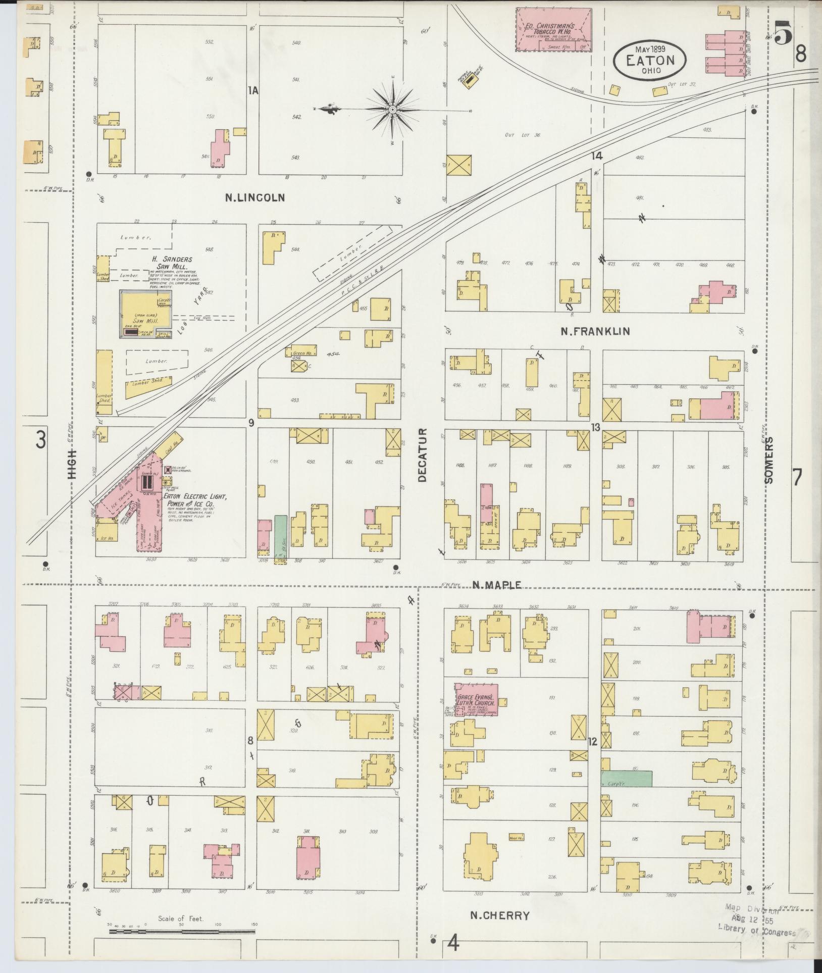 Sanborn Fire Insurance Map from Eaton, Preble County, Ohio (1899), Sheet #0005 - Complete Map Set gallery image, historic Sanborn map, vintage wall art, Ohio Ohio