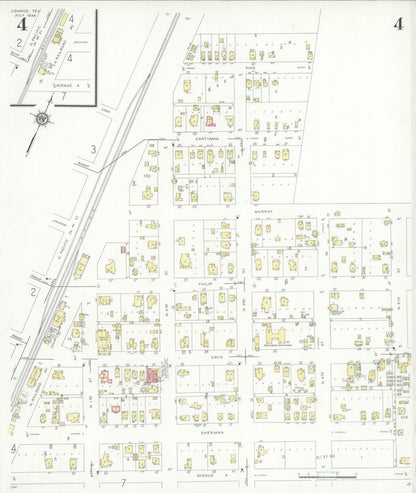Sanborn Fire Insurance Map from Conroe, Montgomery County, Texas (1938), Sheet #0004 - Complete Map Set gallery image, historic Sanborn map, vintage wall art, Texas Texas