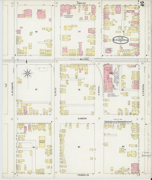 Sanborn Fire Insurance Map from Alexandria, Independent Cities, Virginia (1891), Sheet #0002 - Historic Sanborn Fire Insurance Map Print, vintage old map wall art, antique decor, genealogy gift, Virginia Virginia map