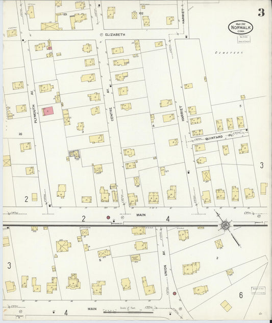Sanborn Fire Insurance Map from Norwalk, Fairfield County, Connecticut (1912), Sheet #0003 - Historic Sanborn Fire Insurance Map Print, vintage old map wall art, antique decor, genealogy gift, Connecticut Connecticut map