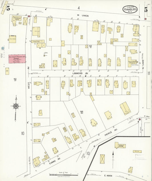 Sanborn Fire Insurance Map from Hamburg, Erie County, New York (1923), Sheet #0005 - Historic Sanborn Fire Insurance Map Print, vintage old map wall art, antique decor, genealogy gift, New York New York map