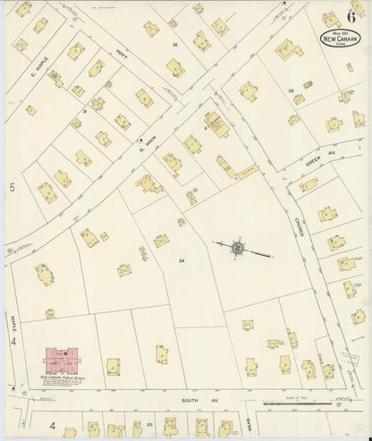 Sanborn Fire Insurance Map from New Canaan, Fairfield County, Connecticut (1912), Sheet #0006 - Complete Map Set gallery image, historic Sanborn map, vintage wall art, Connecticut Connecticut
