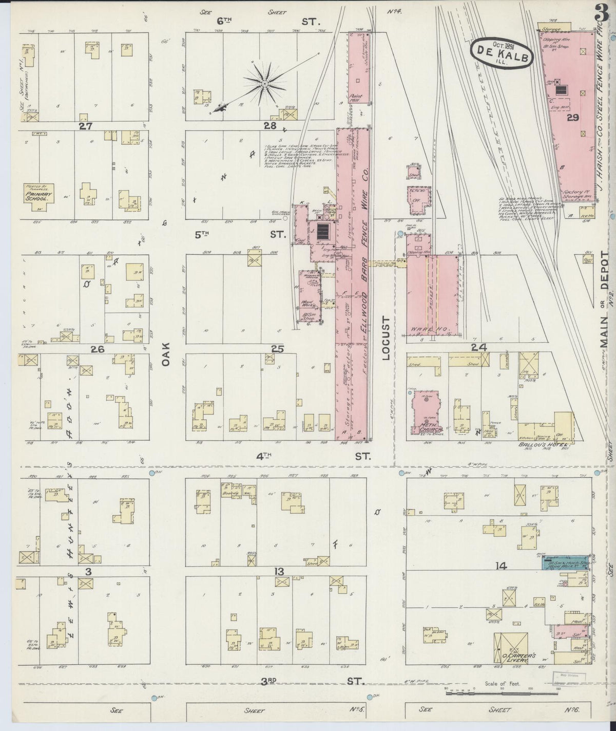 Sanborn Fire Insurance Map from De Kalb, De Kalb County, Illinois (1891), Sheet #0003 - Complete Map Set gallery image, historic Sanborn map, vintage wall art, Illinois Illinois