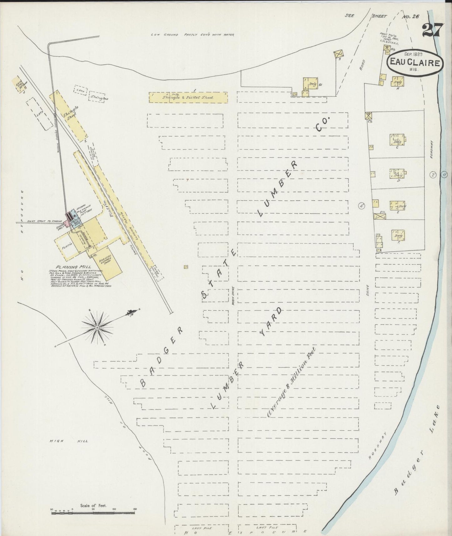 Sanborn Fire Insurance Map from Eau Claire, Eau Claire County, Wisconsin (1889), Sheet #0027 - Complete Map Set gallery image, historic Sanborn map, vintage wall art, Wisconsin Wisconsin