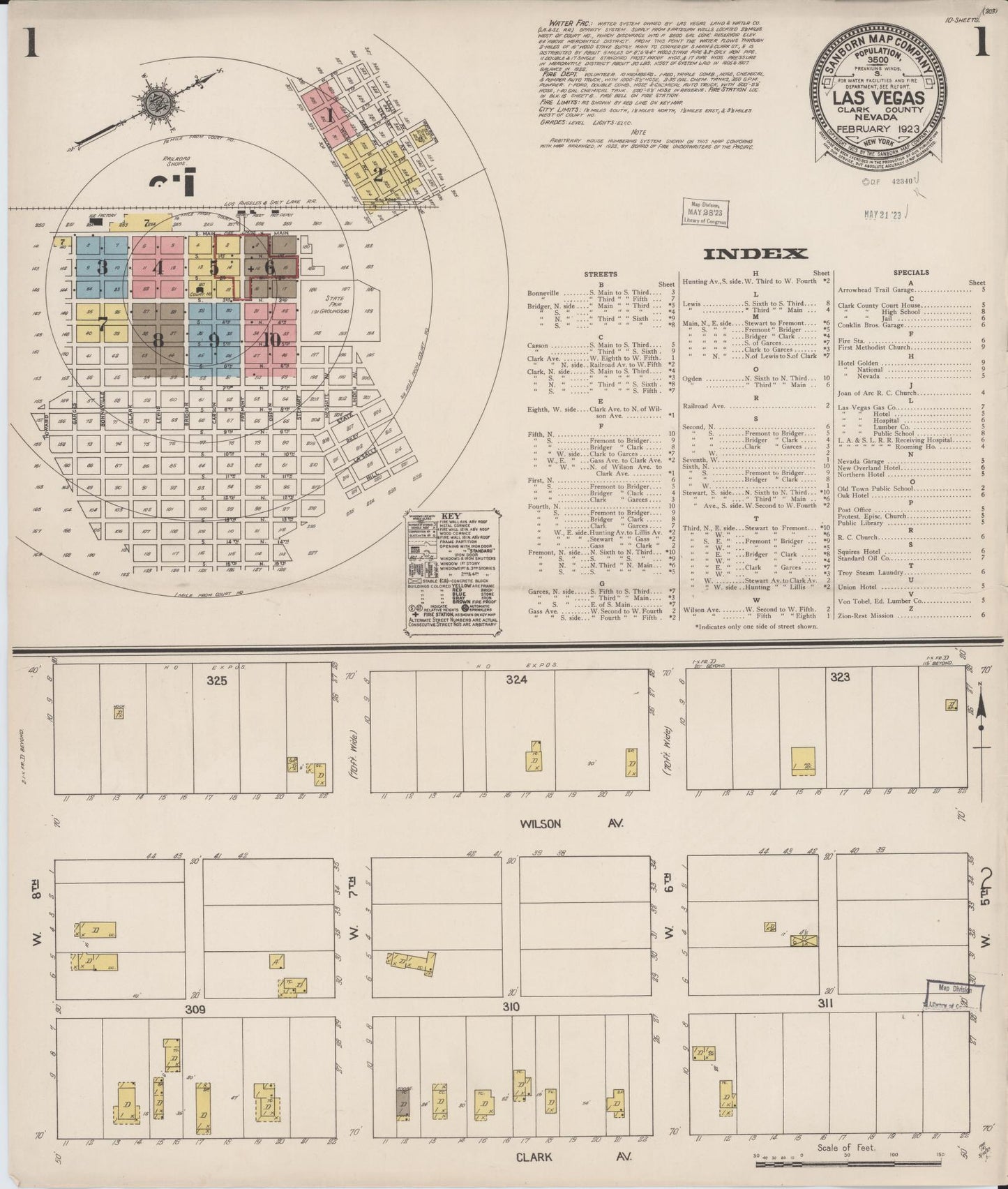 Sanborn Fire Insurance Map from Las Vegas, Clark County, Nevada (1923), Sheet #0001 - Complete Map Set gallery image, historic Sanborn map, vintage wall art, Nevada Nevada